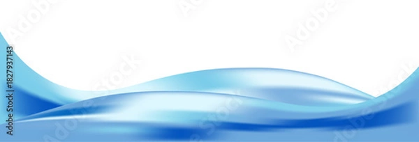 Fototapeta Abstract pastel light blue color wavy line isolated on white background. Luxury long backdrop. Geometric tech art design. Poster, banner. Invitation. Podium. med. Cute pattern. Ocean wave. Winter card