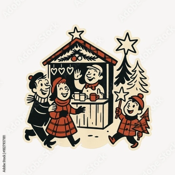 Obraz Festive winter market illustration