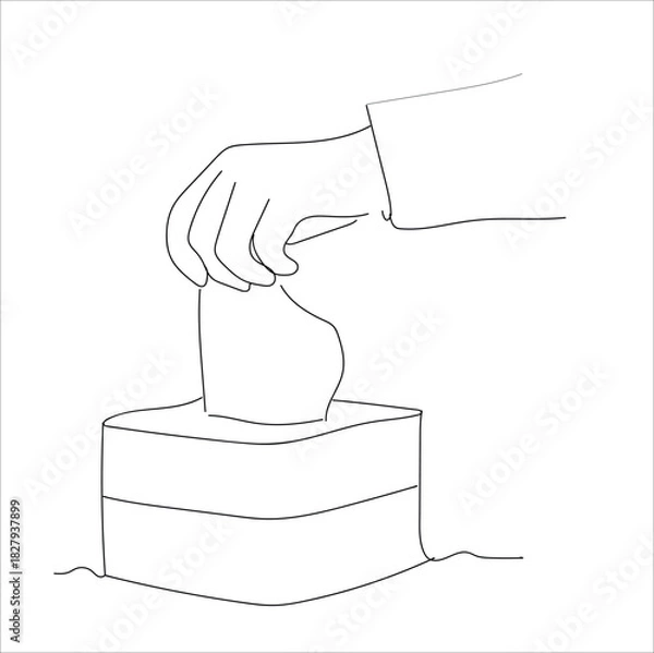 Obraz taking tissue from the box. line art