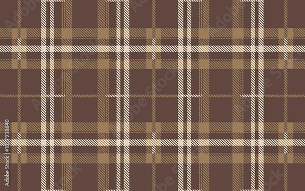 Obraz Classic brown tartan plaid pattern with tan and white stripes.