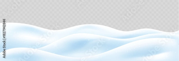 Obraz Realistic 3d snowdrift and snow ground for winter background or Christmas snowy scene vector illustration. White mounds and snow pile for holiday card and landscape poster. New Year isolated border