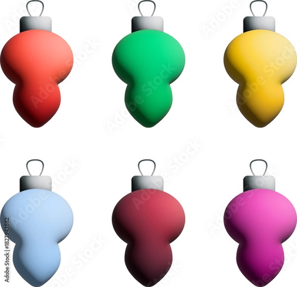 Obraz Colorful Abstract Christmas Ornaments, Modern Gradient Holiday Baubles Set