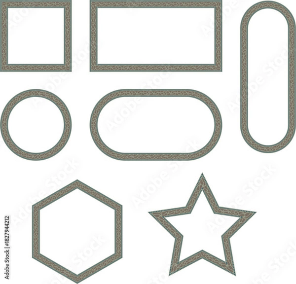 Obraz Decorative Frames Set, Geometric Shapes and Borders for Labels, Stickers and Design