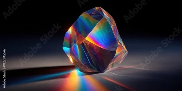 Obraz Prismatic Gemstone: Capturing the mesmerizing beauty of a cut gemstone, displaying a captivating spectrum of colors. Showcasing the intricate facets and the play of light.