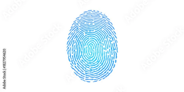 Obraz Blue Fingerprint: A close-up shot of a single blue fingerprint, symbolizing identity, security, and unique individual characteristics.