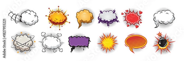 Obraz Comic speech bubble set with colorful cartoon styles.