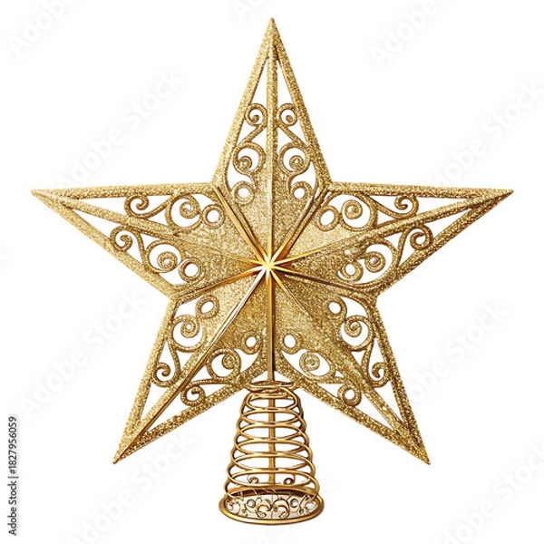 Obraz golden designer  star for decoration in festival isolated on a white background