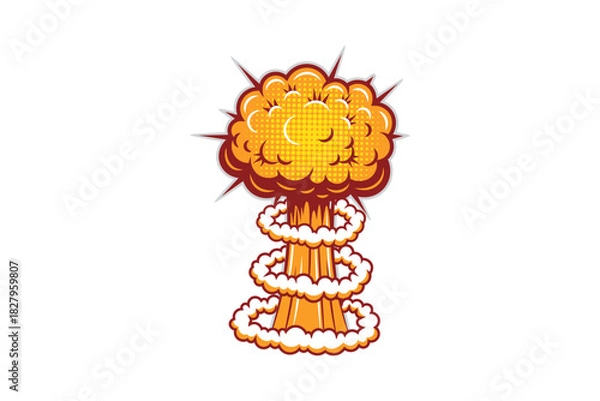 Obraz Cartoon explosion blast with fire and smoke.