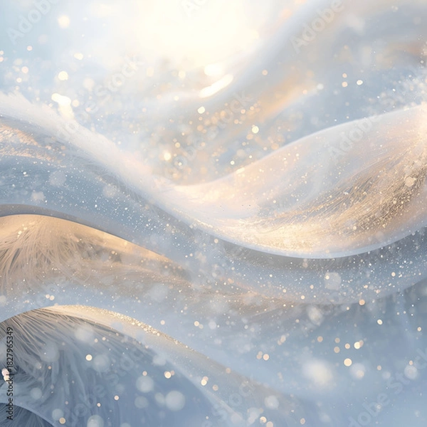 Fototapeta Frost particles delicately dancing, forming an elegant swirling pattern.