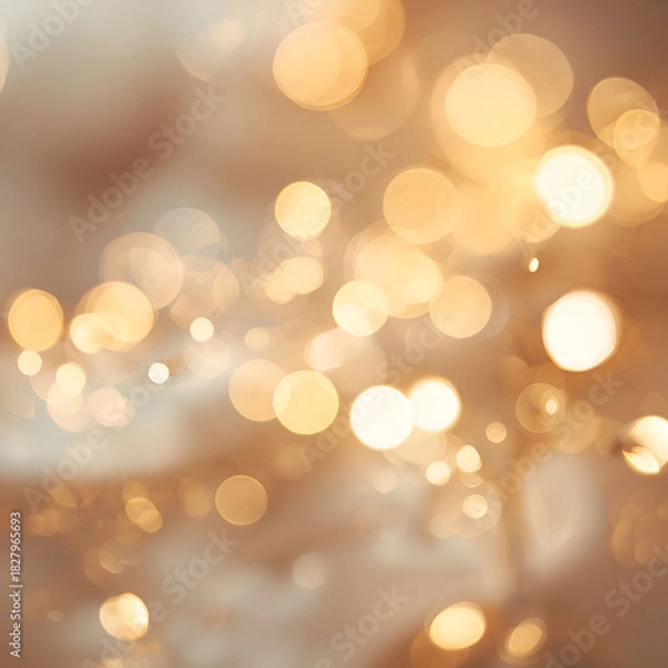 Fototapeta Soft bokeh lights in gold and pearl tones forming gentle glowing circles.