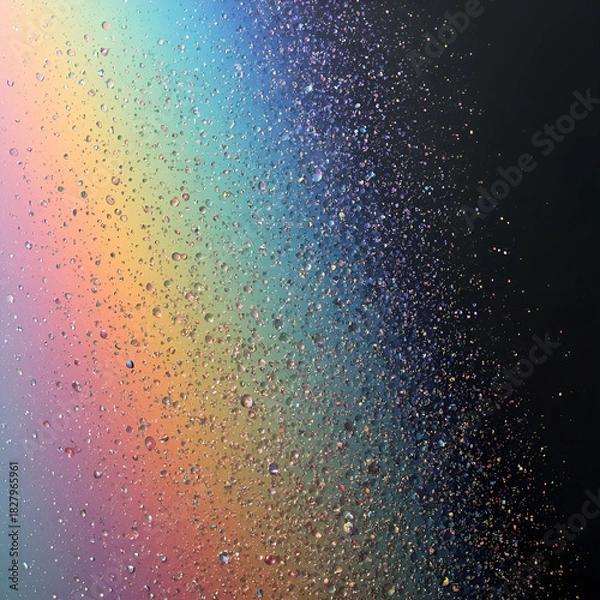 Fototapeta Iridescent gradient with metallic shimmer particles, smooth color transitions, sparkling highlights.