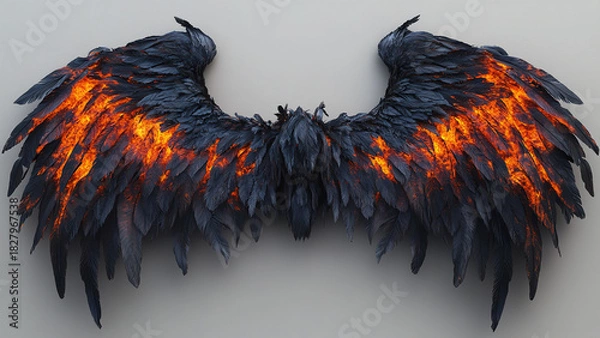Obraz fire burning bird wings texture background, eagle, fly, flame