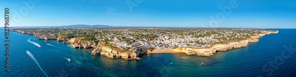 Obraz Aerial panorama from the touristic town Carvoeiro in the Algarve Portugal