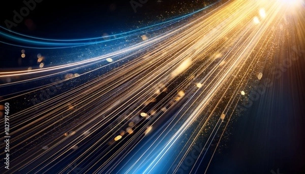 Obraz Abstract Light Streaks And Sparkling Particles On A Dark Background