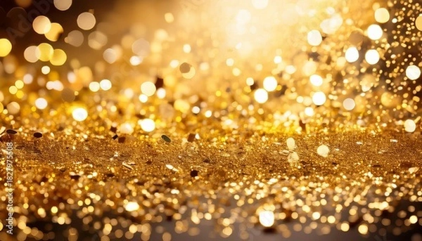 Obraz Golden Glitter Confetti Close Up