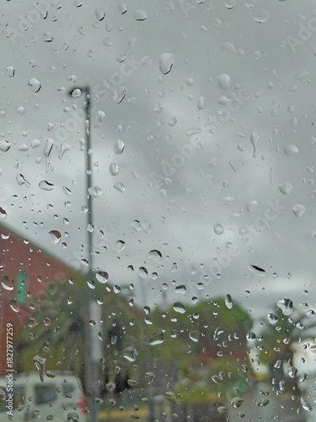 Obraz rainy day seen through a car window