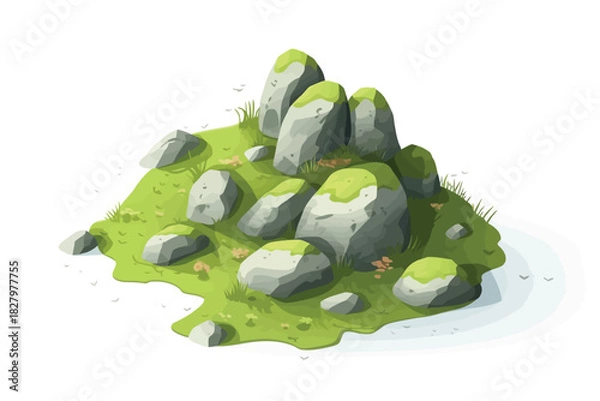 Obraz rocks with moss isolated vector style with transparent background illustration