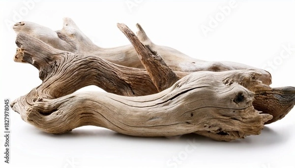 Obraz Sea Driftwood Branches Isolated On White Background Bleached Dry Aged Drift Wood