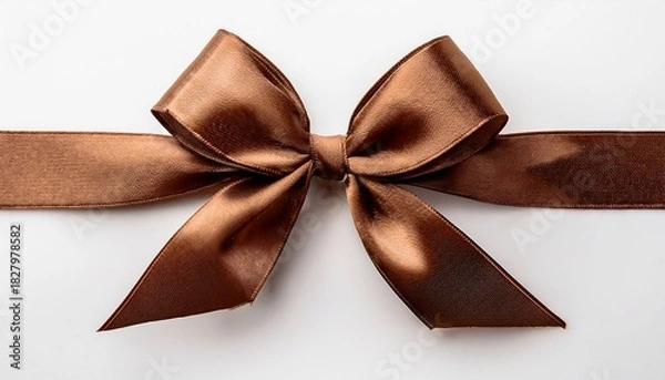 Obraz Beautiful Brown Gift Bow Isolated On White Background