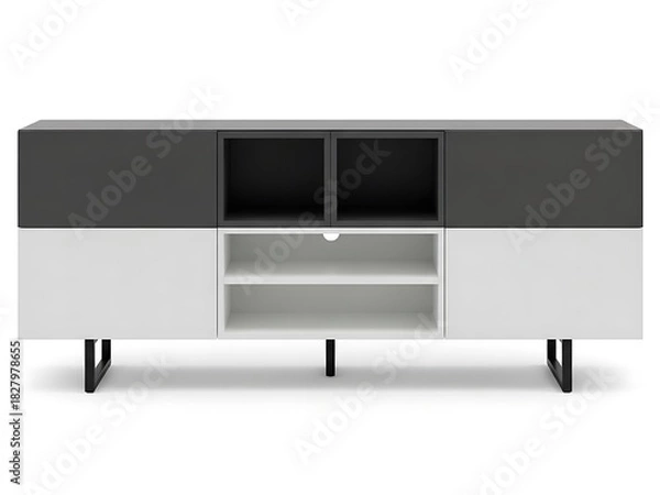 Fototapeta Modern twotone tv stand isolated on white background