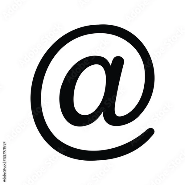 Fototapeta A single black at symbol on a clean white isolated background