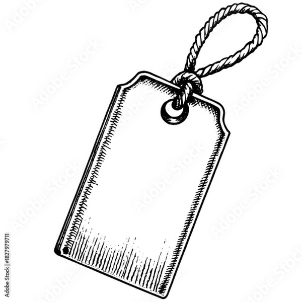 Obraz Vintage blank tag with rope loop for labeling or pricing  