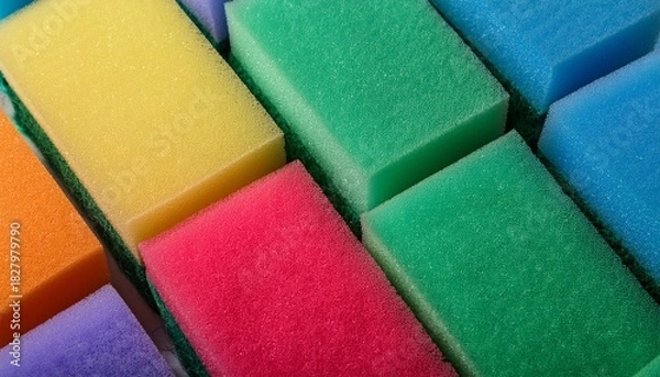 Obraz Cleaning Sponge Background Sponges For Cleaning Different Colors And Different Sizes