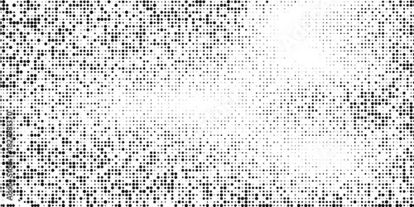 Fototapeta Halftone radial texture. Comic style grain background. Pop art faded textured frame. Grunge speckle effect. Dotted particles print wallpaper. Pixelated gradient vector backdrop