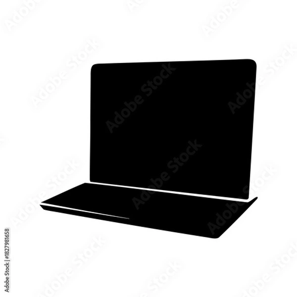 Fototapeta Sleek and modern laptop silhouette against white background emphasizing minimalist design aesthetic