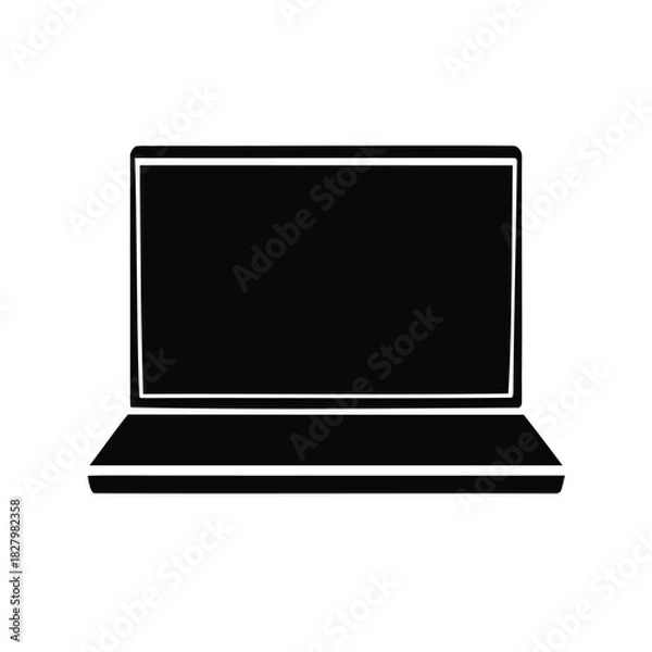 Fototapeta Sleek laptop silhouette on a white background, perfect for design templates
