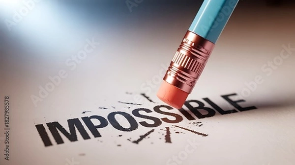Obraz Pencil eraser removing impossible word to highlight motivation and hope
