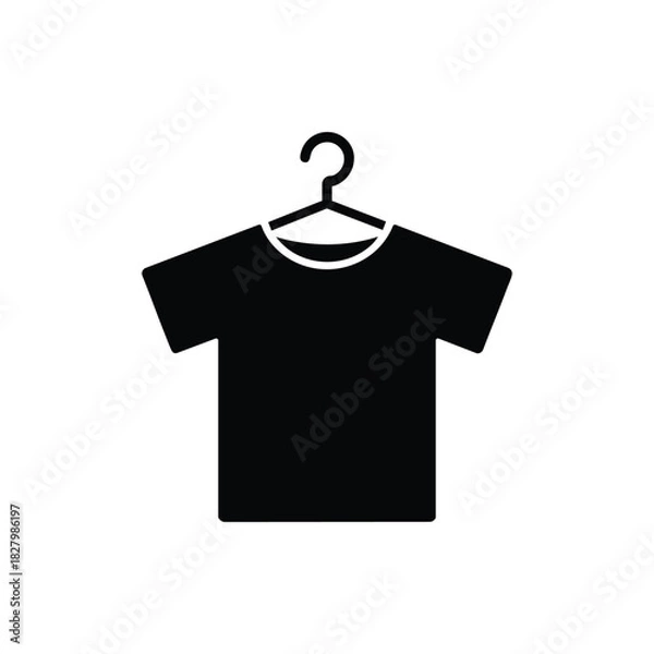 Fototapeta Simple Black T-Shirt Icon on Hanger Isolated on White Background
