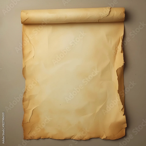 Fototapeta Aged parchment paper is a type of paper that has undergone a natural aging process, often characterized by a yellowed appearance and increased brittleness. Historically, it has been used for important
