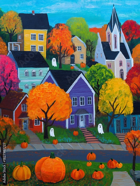 Obraz Colorful Cute Houses in a Whimsical Village