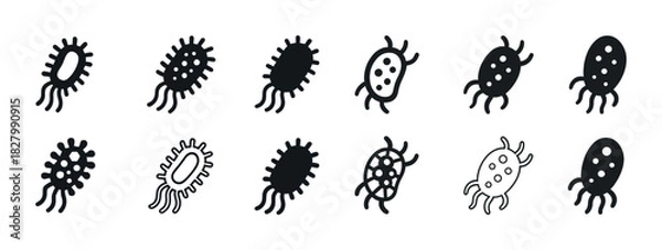 Obraz Illustration of diverse bacteria icon set