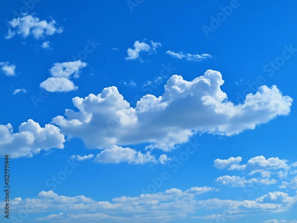 Obraz Hyper-Realistic Blue Sky with Bright White Clouds