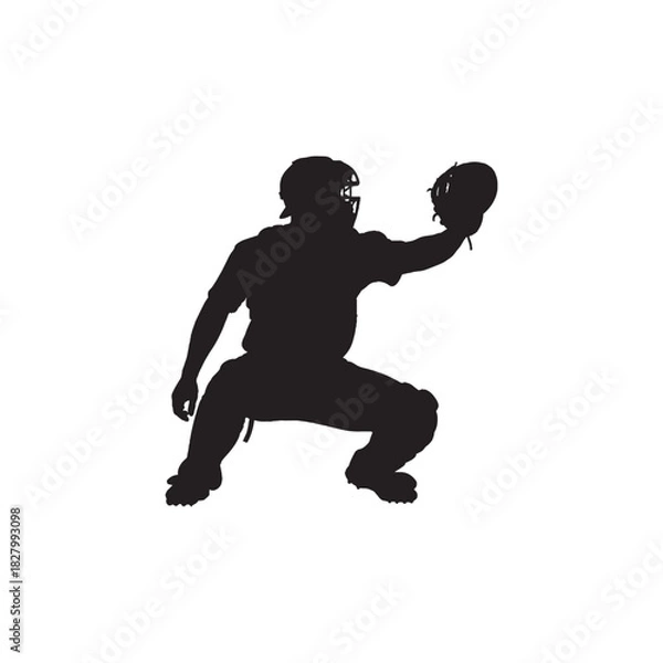 Fototapeta Baseball Catcher Silhouette Vector Icon
