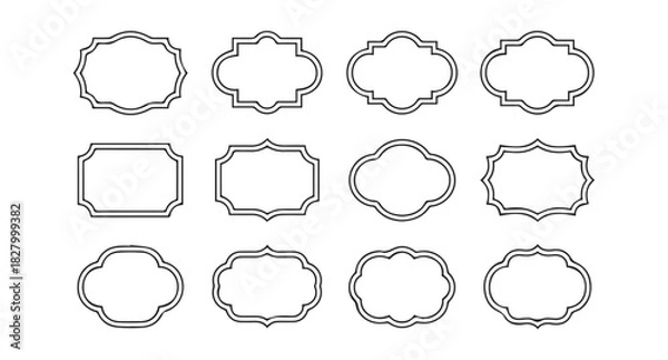 Obraz A set of twelve unique, ornate, and decorative vintage style frames and borders in a clean design.