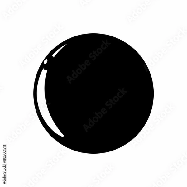 Fototapeta A simple black circle graphic with a shiny highlight effect