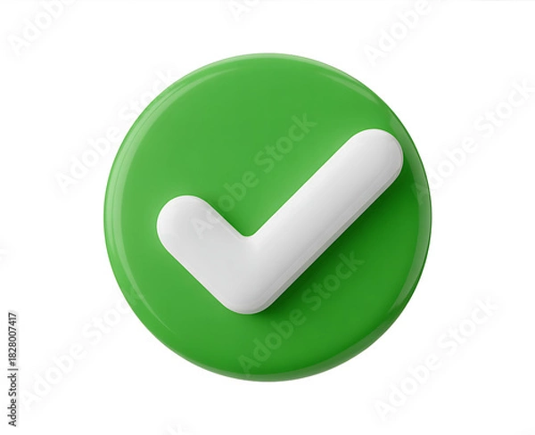 Obraz Green check mark button with shiny effect