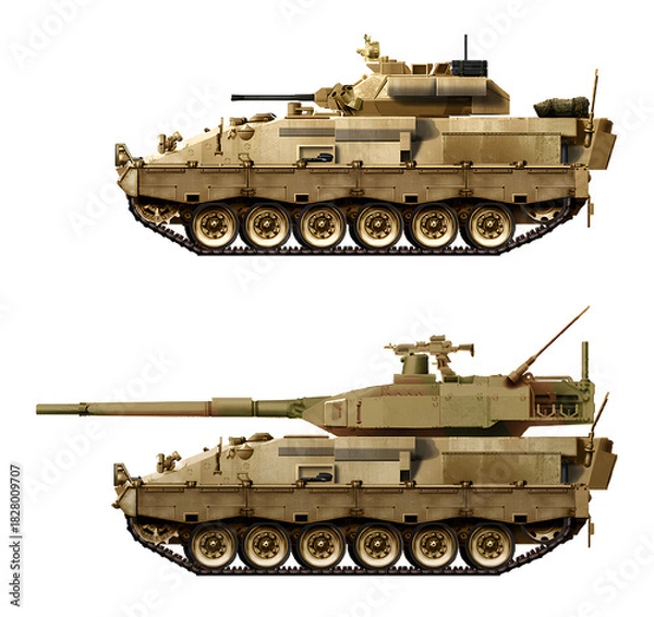 Fototapeta A collection of concepts for tracked infantry fighting vehicles (top: Miranha I IFV, bottom: Miranha TD). Individual images, in full size, can be found in the portfolio or by name in the site search