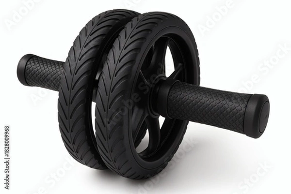 Obraz Dual Wheel Ab Roller Close Up on White Background. Ab roller, fitness, core, workout, training, exercise, gym