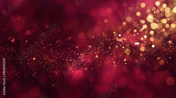 Obraz Abstract shimmering bokeh lights in deep red and gold creating a magical and festive celebratory background effect