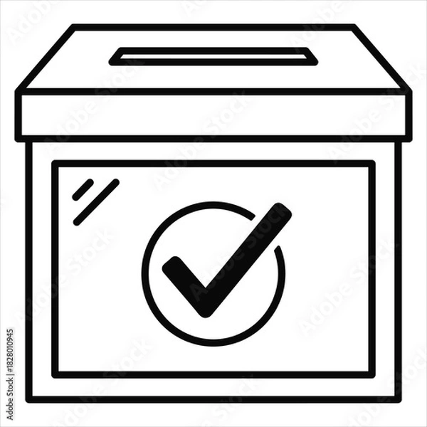 Fototapeta Ballot box with checkmark icon for election and voting process isolated on white background, Vector