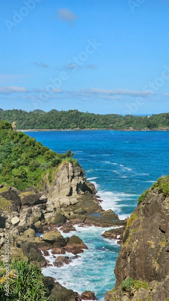 Obraz Beautiful beach cliffs under blue sky