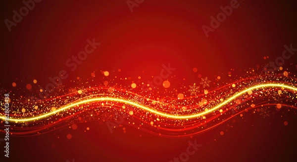Obraz Shining Gold Light Stream with Glitter Particles for Christmas Greeting Card.