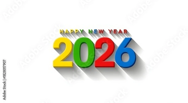 Fototapeta Happy new year 2026 colorful numbers isolated on white background