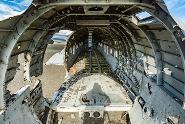 Fototapeta Inside the plane crash remaining in Southern Iceland