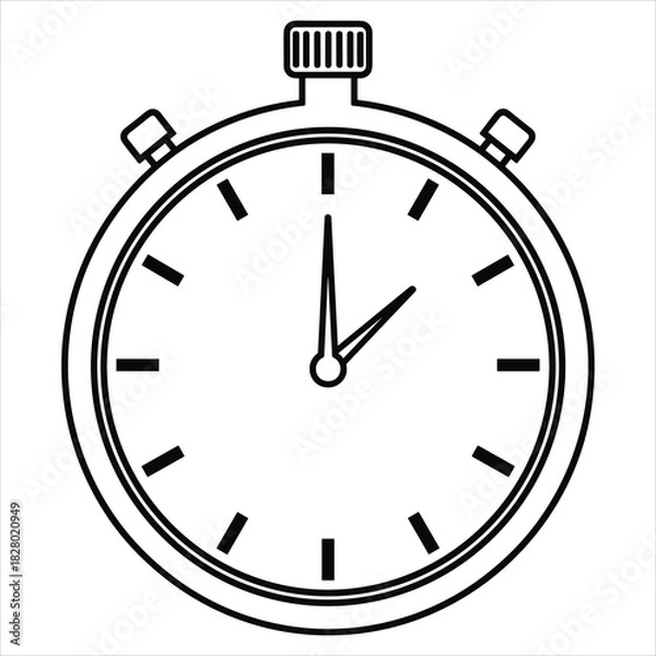 Fototapeta Stopwatch icon, precise line art illustration of time measurement device. isolated on white background, Vector