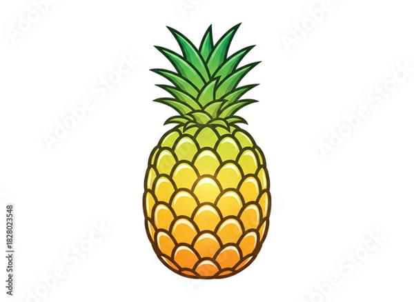Fototapeta Pixel Art Pineapple Icon With Vivid Green Leaves And Yellow Orange Gradient Body Isolated On Transparent Background